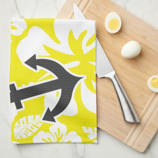 Cadmium Yellow Tropical Hibiskus; Anker Handtuch (Viertel Falte)