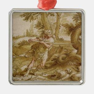 Cadmus ungefähr, zum eines Drachen in Angriff zu Ornament Aus Metall