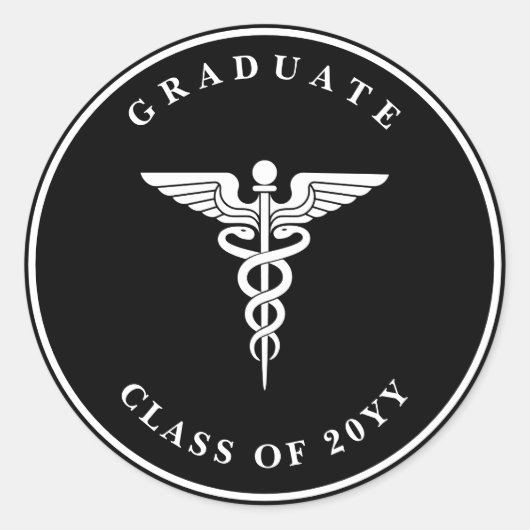 Caduceus Abschluss Black Sticker (Vorderseite)