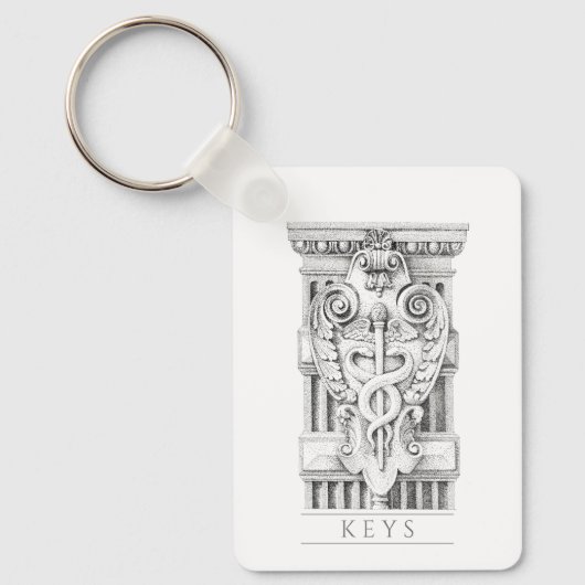 CADUCEUS Aluminium Rectangle Schlüsselanhänger (Vorderseite)