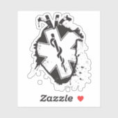 Caduceus anatomischer Herzstar Aufkleber (Blatt)