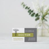 Caduceus Arzt minimalistisch grau, weiß, olivisch Visitenkarte (Stehend Vorderseite)