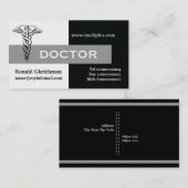 Caduceus Arzt minimalistisch schwarz, weiß, grau Visitenkarte (Vorne/Hinten)