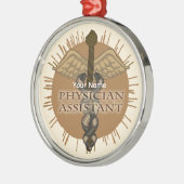 Caduceus Ärzteassistent Silbernes Ornament (Links)