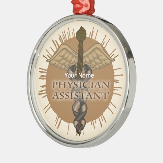 Caduceus Ärzteassistent Silbernes Ornament (Links)