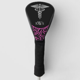 Caduceus Black Pink Swirl Doctor Monogrammiert Golf Headcover