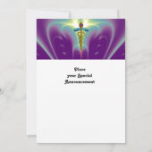 CADUCEUS, blauer, rosa violetter lila Amethyste Einladung (Rückseite)