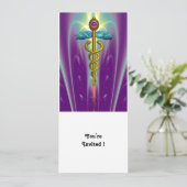 CADUCEUS blauer violetter lila Amethystwein Einladung (Stehend Vorderseite)