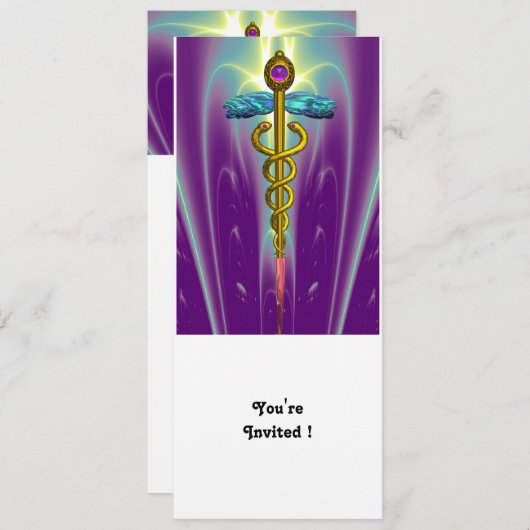 CADUCEUS blauer violetter lila Amethystwein Einladung (Vorne/Hinten)