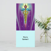 CADUCEUS blauer violetter lila Amethystwein Einladung (Stehend Vorderseite)