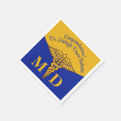Caduceus Blue & Gold Medical School Abschluss Serviette (Ecke)