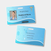 Caduceus Blue Medical Heartbeat Foto ID Ausweis (Vorder- & Rückseite)