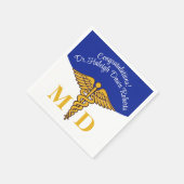 Caduceus Blue & White Medical School Abschluss Serviette (Ecke)