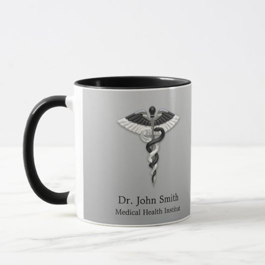 Caduceus Classy Noble Medical Elegante Schwarz-wei Tasse (Links)