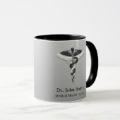Caduceus Classy Noble Medical Elegante Schwarz-wei Tasse (VorderseiteRechts)