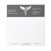 Caduceus Clean White im Detail Anthracit Medical Notizblock (Vorderseite)