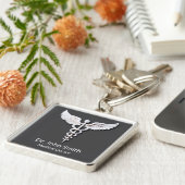 Caduceus Clean White im Detail Anthracit Medical Schlüsselanhänger (Seite)