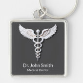 Caduceus Clean White im Detail Anthracit Medical Schlüsselanhänger (Vorne)