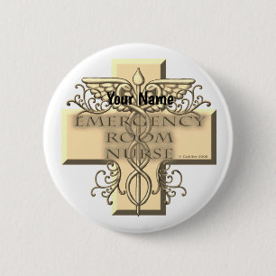 Caduceus Cross ER Nurse Button