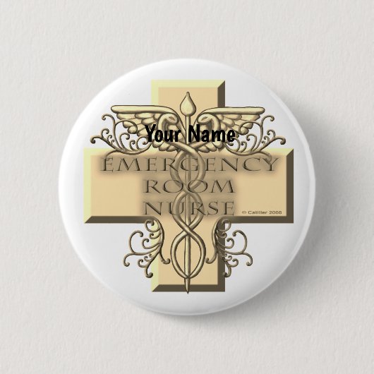 Caduceus Cross ER Nurse Button (Vorderseite)