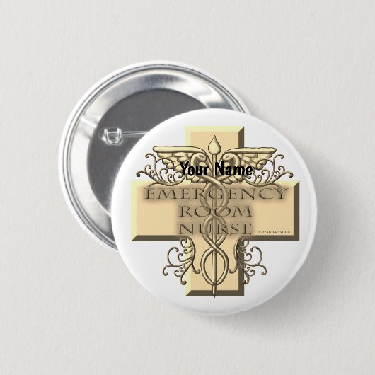 Caduceus Cross ER Nurse Button (Vorne & Hinten)