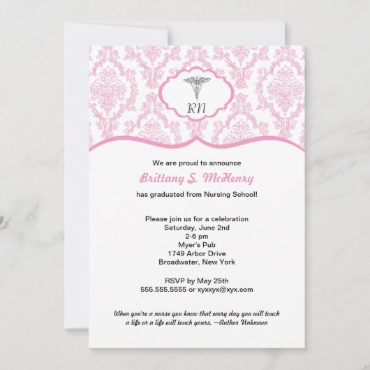 Caduceus-Damastrosa KrankenpflegeschulAbschluss RN Einladung (Vorderseite)