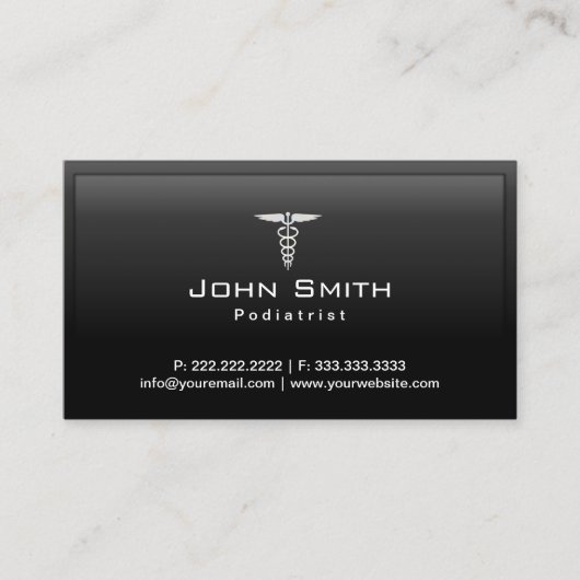 Caduceus Dark Border Podiatrist Business Card Visitenkarte (Vorderseite)