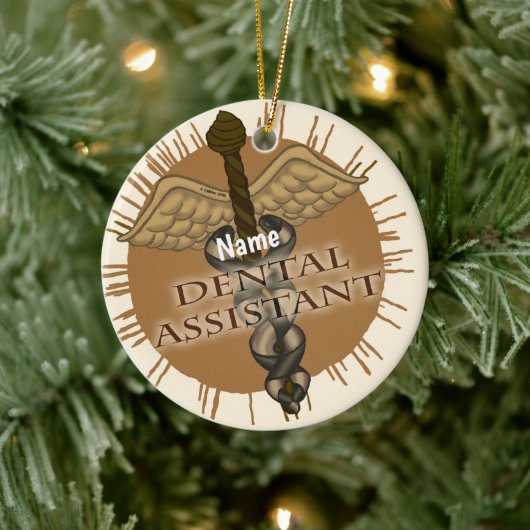 Caduceus Dental Assistant Keramik Ornament (Baum)