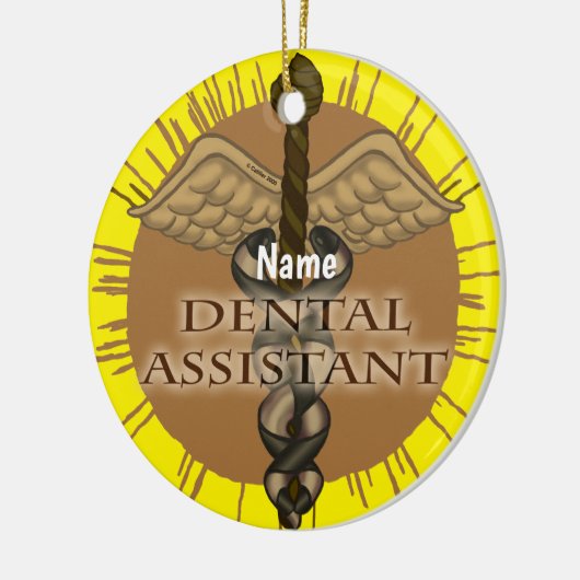 Caduceus Dental Assistant Keramik Ornament (Links)