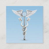 Caduceus Dental Mirror White Toothbrush Medical Quadratische Visitenkarte (Vorderseite)