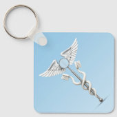 Caduceus Dental White Mirror Toothbrush Medical Schlüsselanhänger (Vorderseite)