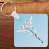 Caduceus Dental White Mirror Toothbrush Medical Schlüsselanhänger (Vorderseite)