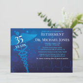 Caduceus, ECG Modern Doctor Retirement Party Einladung (Stehend Vorderseite)