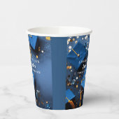 Caduceus Elegant Gold Confetti Navy Blue Pappbecher (Links)