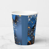 Caduceus Elegant Gold Confetti Navy Blue Pappbecher (Rechts)