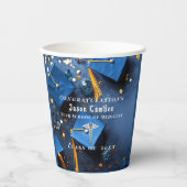 Caduceus Elegant Gold Confetti Navy Blue Pappbecher (Vorderseite)