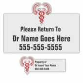 Caduceus, Gepäckmarke des Arztes Aufkleber (Vorderseite)