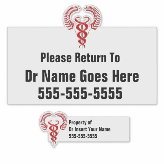 Caduceus, Gepäckmarke des Arztes Aufkleber (Vorderseite)