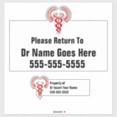 Caduceus, Gepäckmarke des Arztes Aufkleber (Blatt)