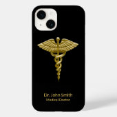 Caduceus Gold auf der schwarzen Klasse Medizin Case-Mate iPhone Hülle (Rückseite)