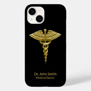 Caduceus Gold auf der schwarzen Klasse Medizin Case-Mate iPhone 14 Hülle