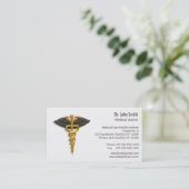 Caduceus Gold Black Wings Klassisches medizinische Visitenkarte (Stehend Vorderseite)