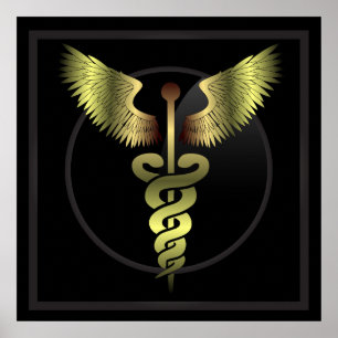 Caduceus Gold Medizin Poster