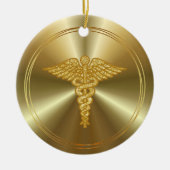 Caduceus Golden Medical Symbol Ornament (Vorne)