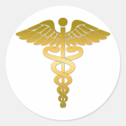 Caduceus golden runder aufkleber (Vorderseite)