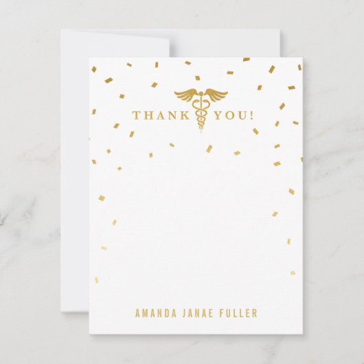 Caduceus Graduation Party Danke Karten (Vorderseite)