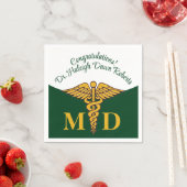 Caduceus Green & White Medical School Abschluss Serviette (Beispiel)