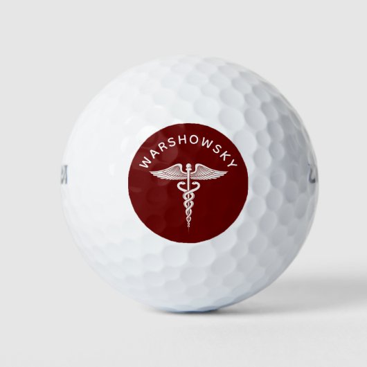 Caduceus Health Care Medical Snake Staff Golfball (Vorderseite)