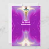 CADUCEUS hellblau, rosa violetter Amethyste Einladung (Rückseite)