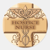 Caduceus Hospice Nurse Runder Aufkleber (Vorderseite)
